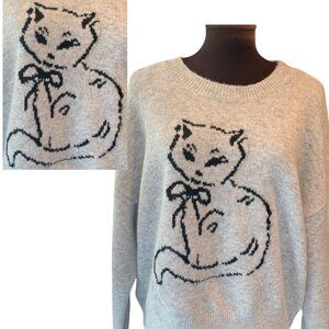 Kitty Cat Grey Sweater Medium NWT Super Soft!!